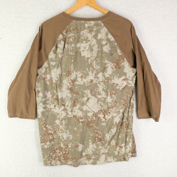 Highline Collective T Shirt Mens Large Olive Green Camo Raglan Pocket - Picture 3 of 7